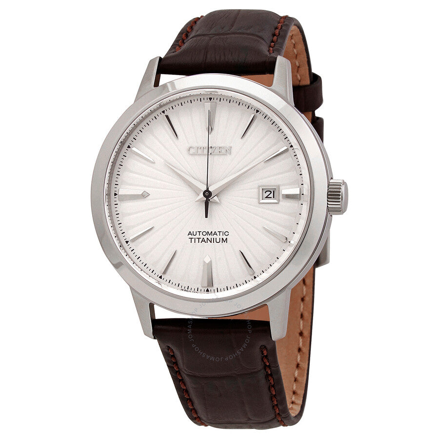 Citizen Automatic Silver Dial Black Leather Men's Watch NJ2180-11A - The Watches Men & Co