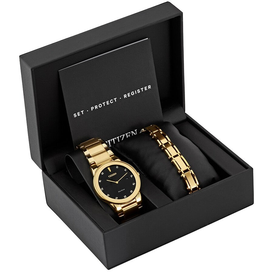 Citizen Axiom Quartz Diamond Black Dial Men's Watch AU1062-64G