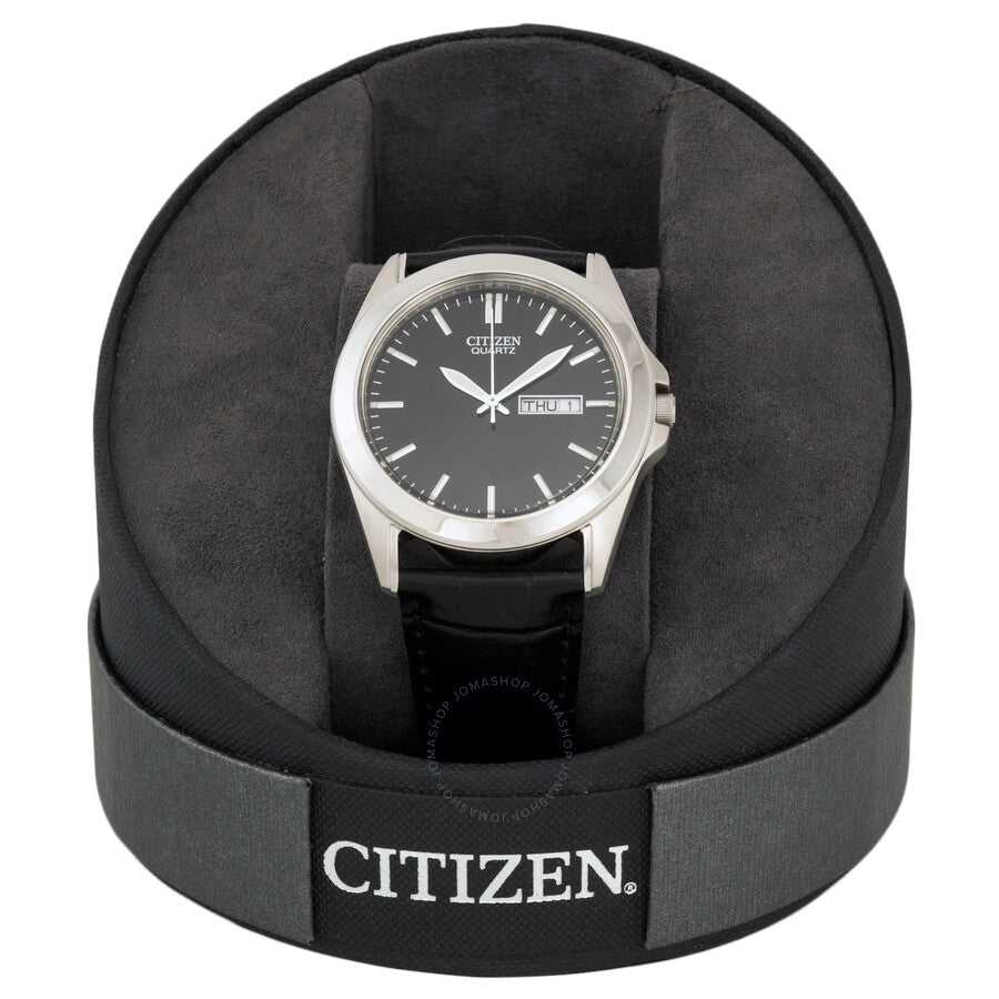 Citizen Black Dial Black Leather Men's Watch BF0580-06E