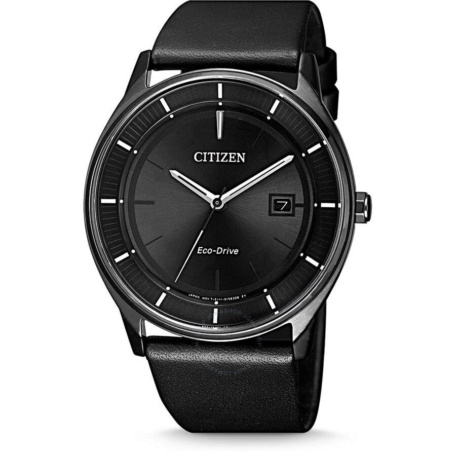 Citizen Black Dial Black Leather Men's Watch BM7405-19E - The Watches Men & Co