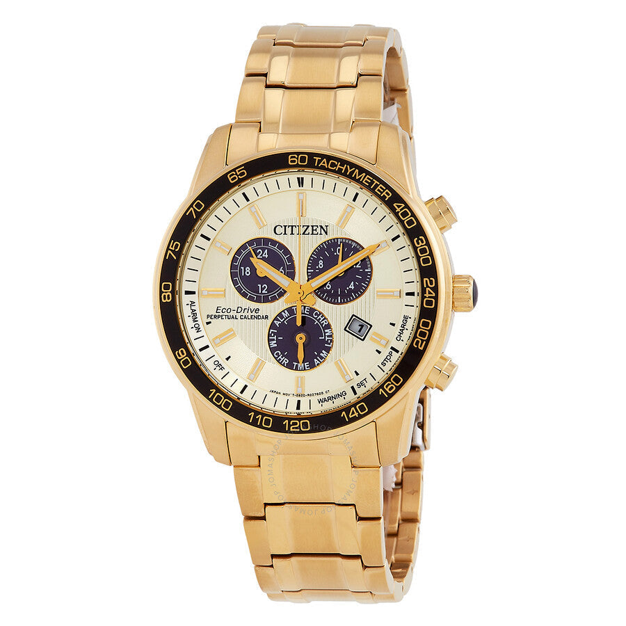 Citizen Brycen Eco-Drive Chronograph Gold Dial Men's Watch BL5512-59P - The Watches Men & Co