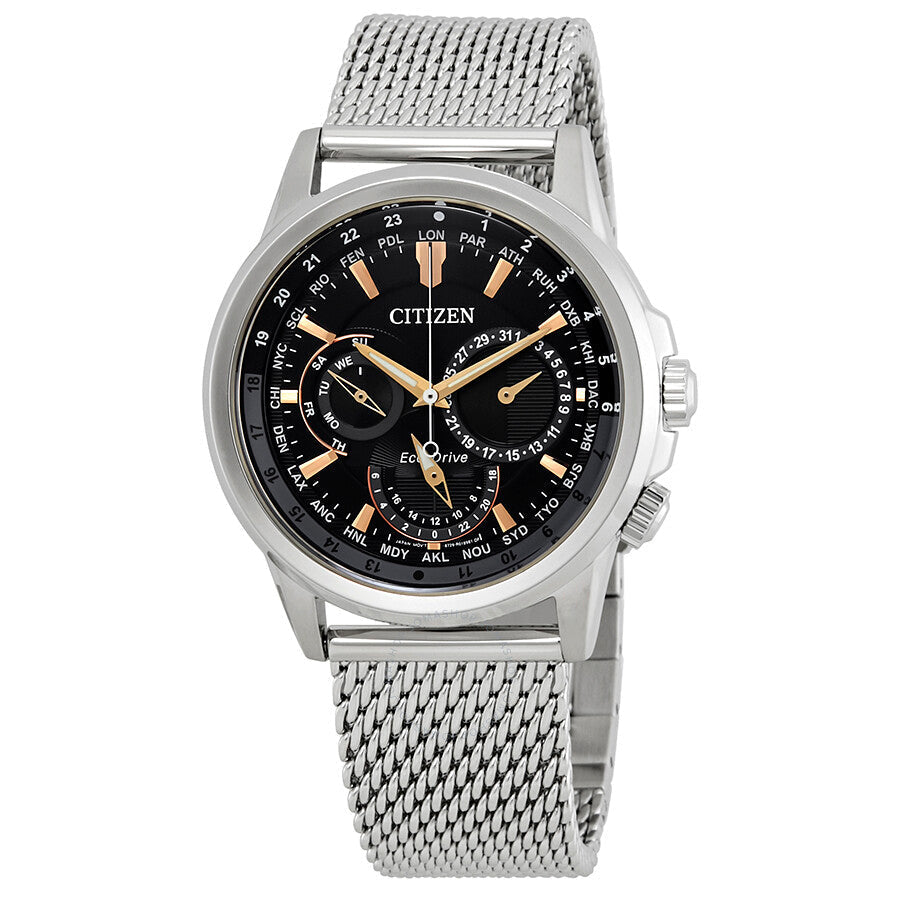 Citizen Calendrier World Time Eco-Drive Black Dial Men's Watch BU2020-70E - The Watches Men & Co