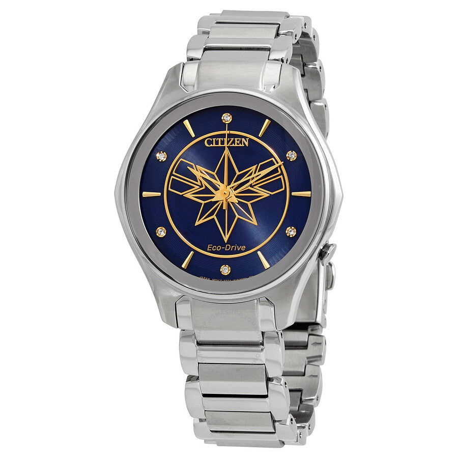 Citizen Captain Marvel Eco-Drive Crystal Blue Dial Ladies Watch EM0596-58W - The Watches Men & Co