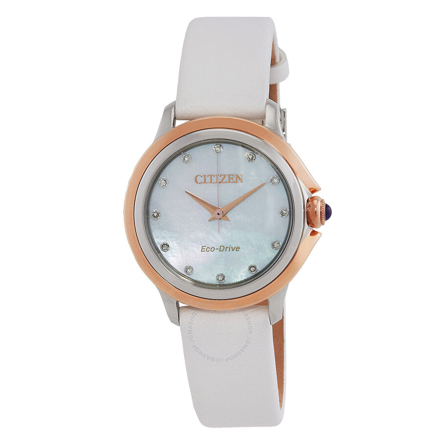 Citizen Ceci Eco-Drive Diamond Mother of Pearl Dial Ladies Watch EM0799-00D - The Watches Men & Co