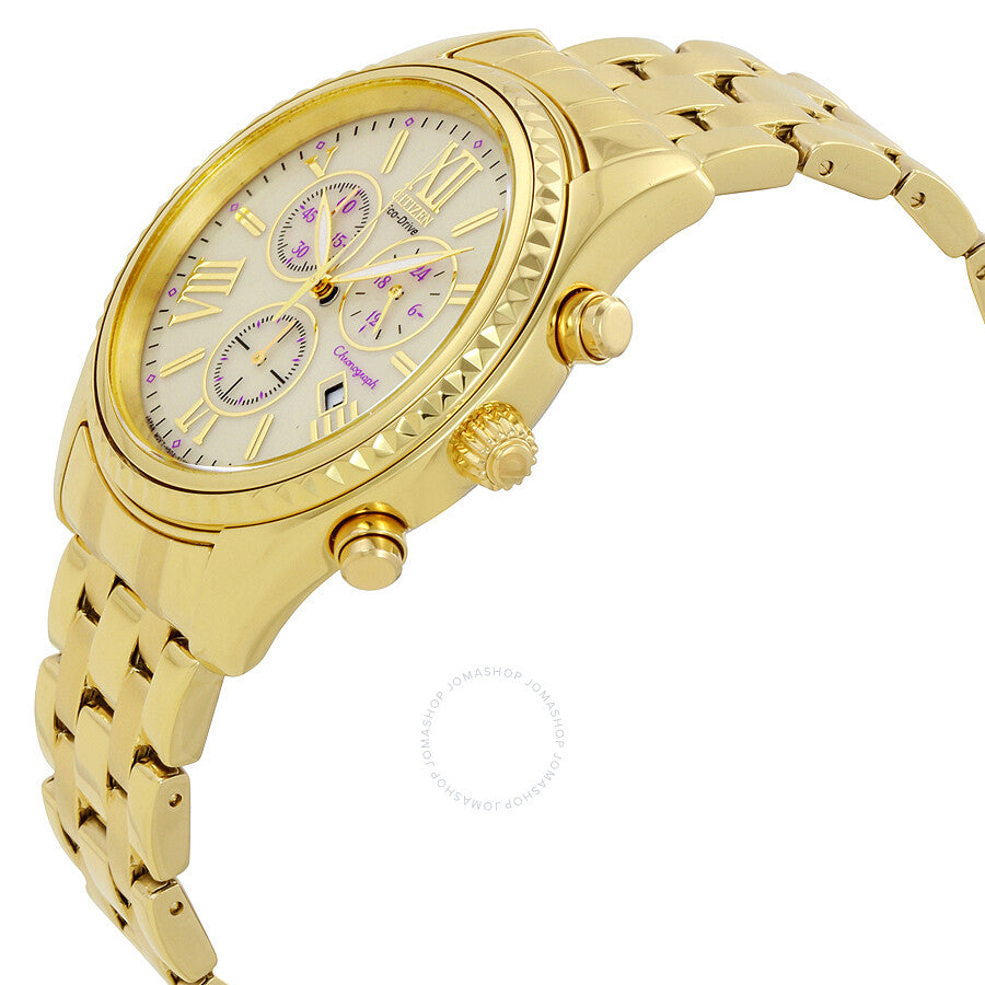 Citizen Chronograph Champagne Dial Gold-Tone Stainless Steel Ladies Watch FB1362-59P