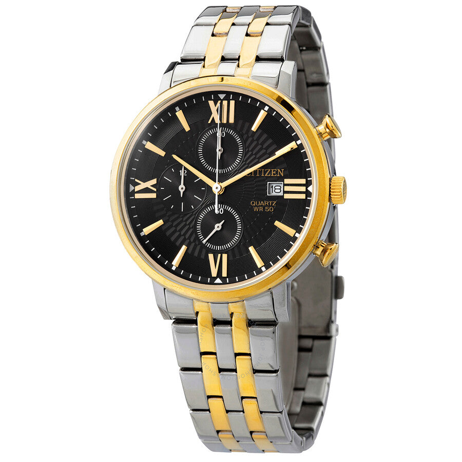 Citizen Chronograph Quartz Black Dial Two-tone Men's Watch AN3616-75E - The Watches Men & Co