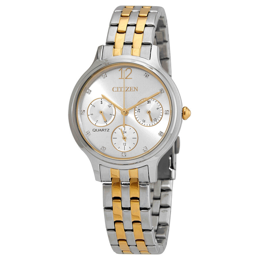 Citizen Chronograph Quartz Crystal Silver Dial Ladies Watch ED8184-51A - The Watches Men & Co