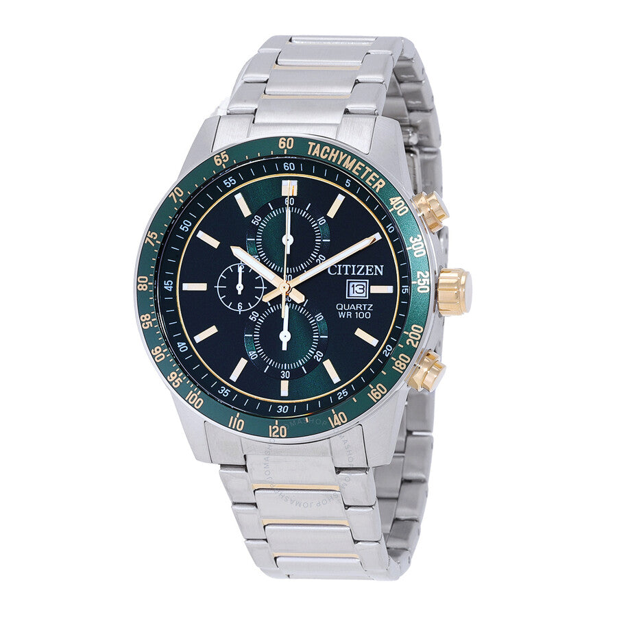 Citizen Chronograph Quartz Green Dial Men's Watch AN3689-55X - The Watches Men & Co