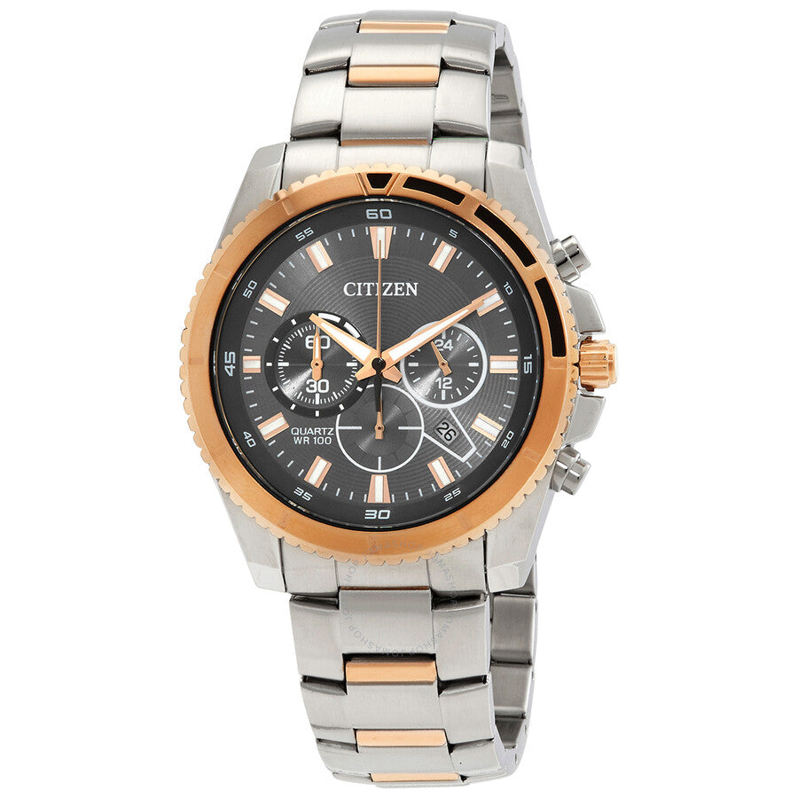 Citizen Chronograph Quartz Grey Dial Two-Tone Men's Watch AN8204-59H - The Watches Men & Co