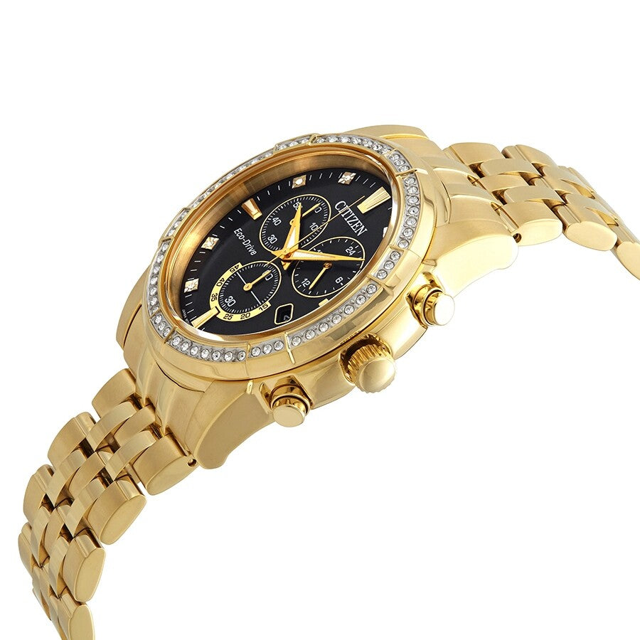 Citizen Corso Chronograph Black Dial Yellow Gold-tone Men's Watch AT2452-52E