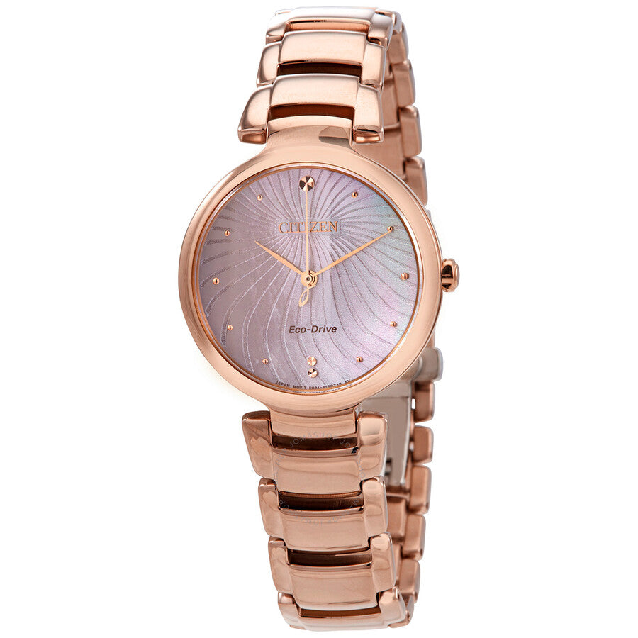 Citizen Crystal Mother of Pearl Dial Ladies Watch EM0853-81Y - The Watches Men & Co