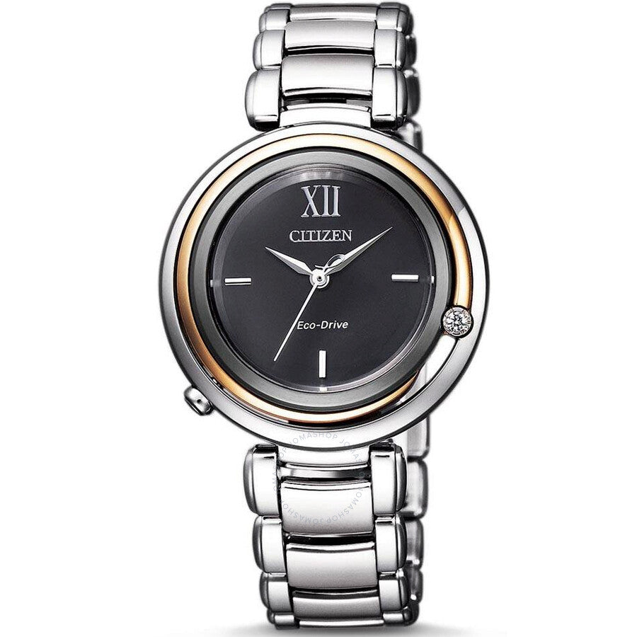 Citizen Diamond Black Dial Black Dial Ladies Watch EM0658-87E - The Watches Men & Co