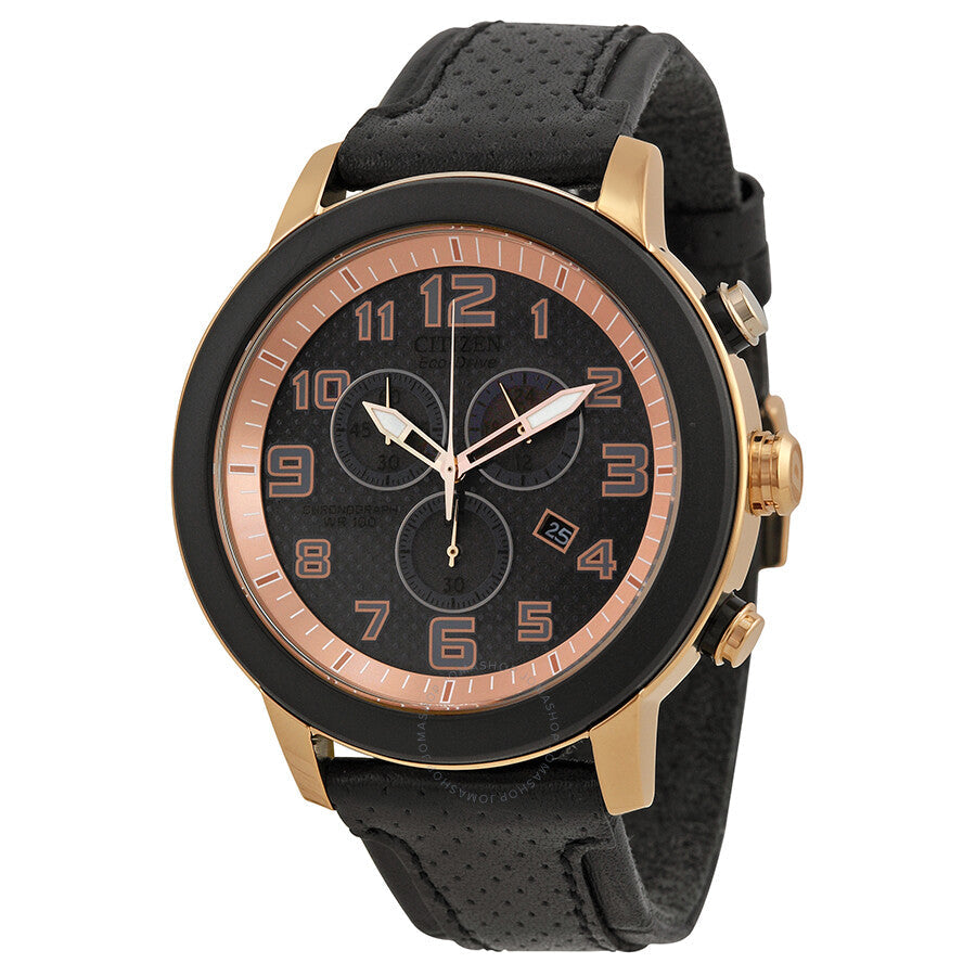 Citizen Drive Black Dial Chronograph Black Leather Men's Watch AT2233-05E