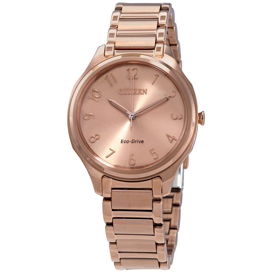 Citizen Drive Rose Gold Dial Ladies Watch EM0758-58X - The Watches Men & Co