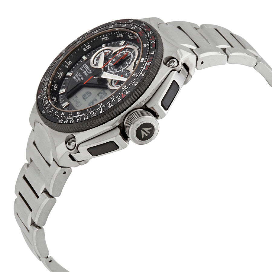 Citizen Eco-Drive Alarma Cronógrafo Cuarzo Analógico-Digital Esfera Negra Reloj Hombre JW0071-58E