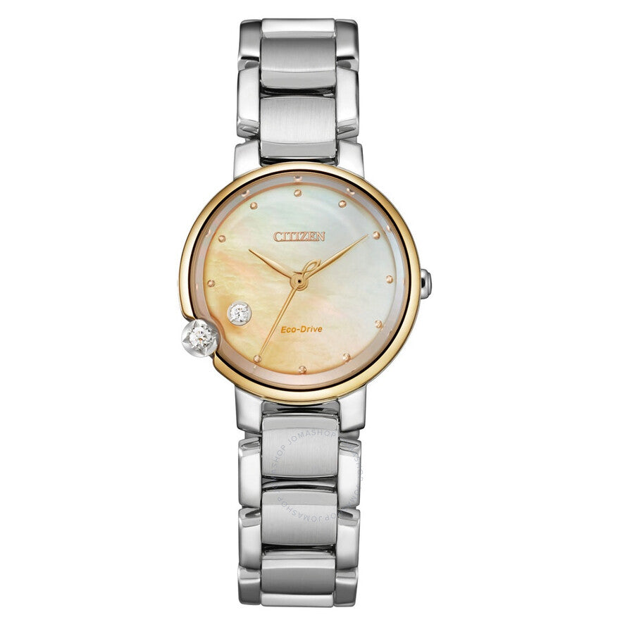 Citizen Eco-Drive Beige Mother of Pearl Dial Two-tone Ladies Watch EW5586-86Y - The Watches Men & Co
