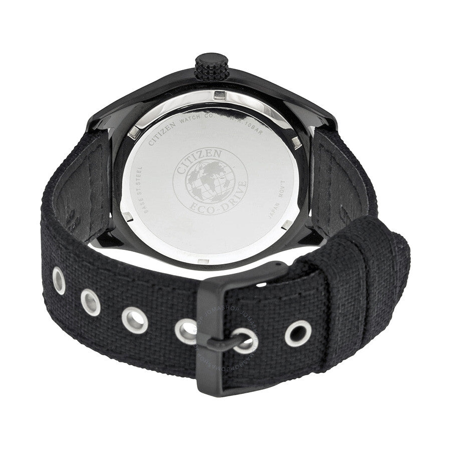 Citizen Eco Drive Black and Yellow Dial Black Nylon Strap Men's Watch BV1085-14E