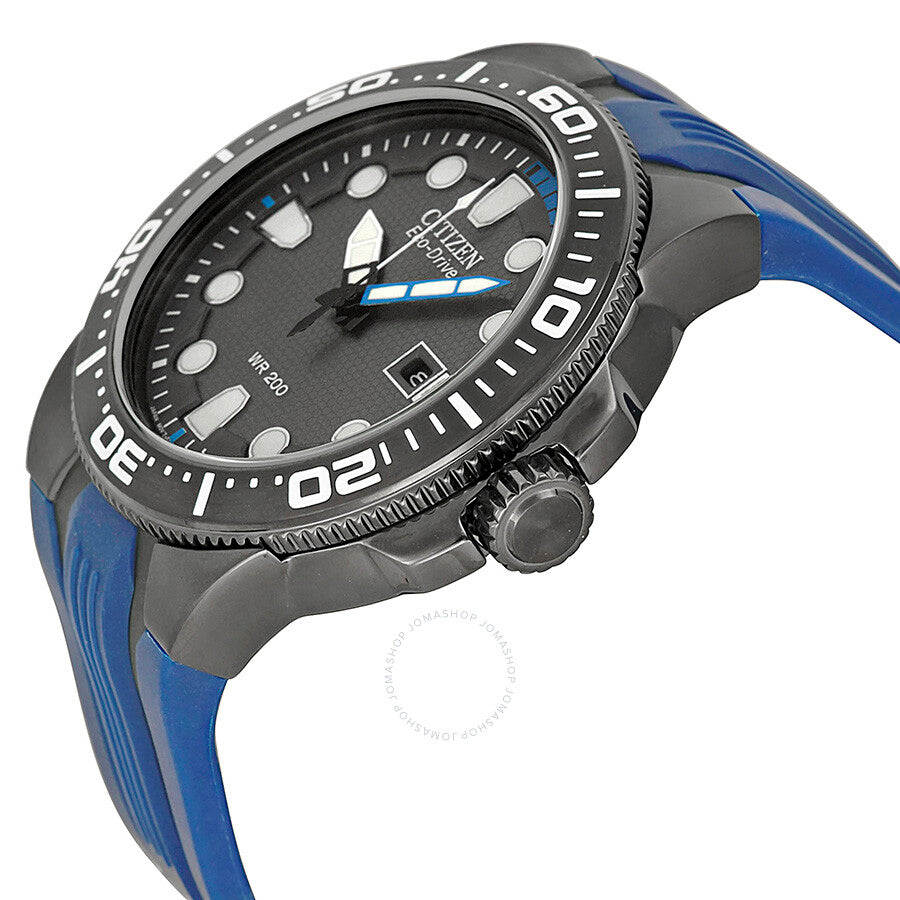 Citizen Eco Drive Black Dial Blue Rubber Men's Watch BN0097-02H