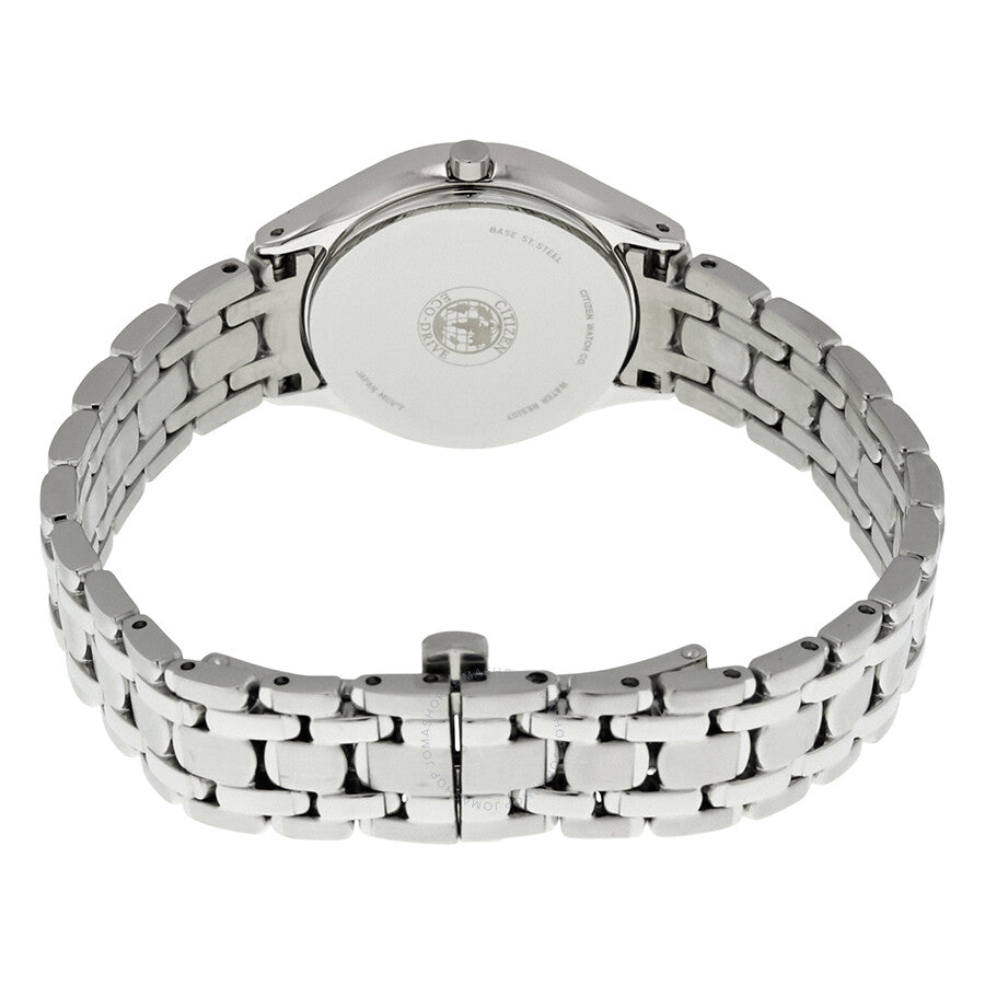 Citizen Eco-Drive Reloj de mujer de acero inoxidable con esfera negra y diamantes GA1060-57E