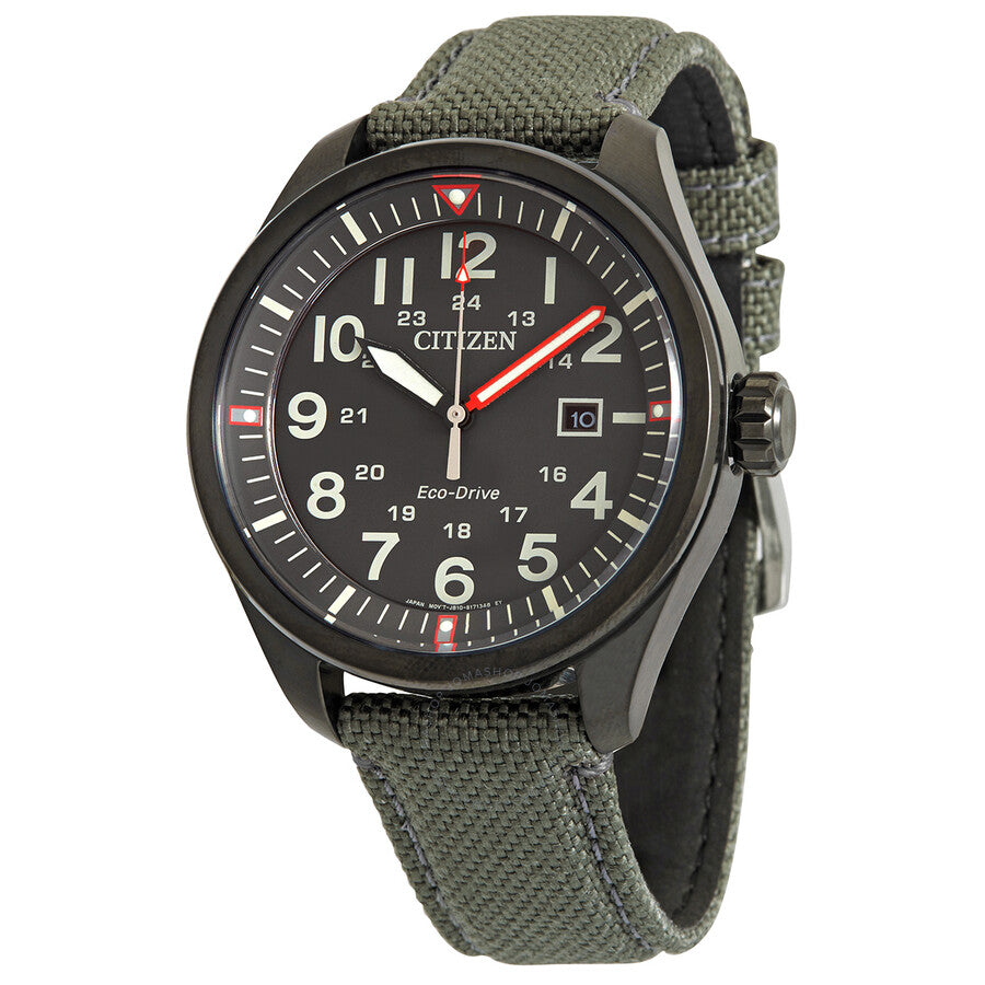 Citizen Eco-Drive Black Dial Green Nylon Men's Watch AW5005-39H - The Watches Men & Co