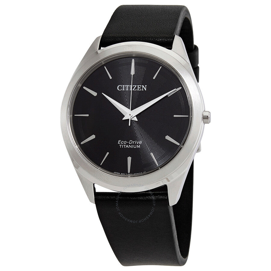 Citizen Eco-Drive Black Dial Black Leather Men's Watch BJ6520-15E - The Watches Men & Co