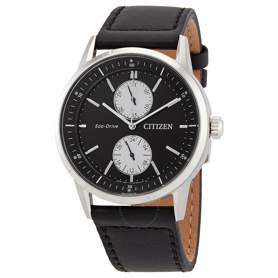 Citizen Eco-Drive Black Dial Black Leather Men's Watch BU3020-15E - The Watches Men & Co