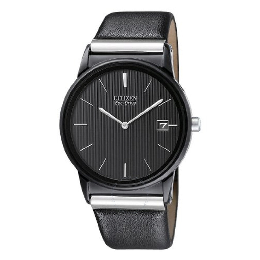 Citizen Eco-Drive Black Dial Leather Strap Men's Watch AU1035-08E