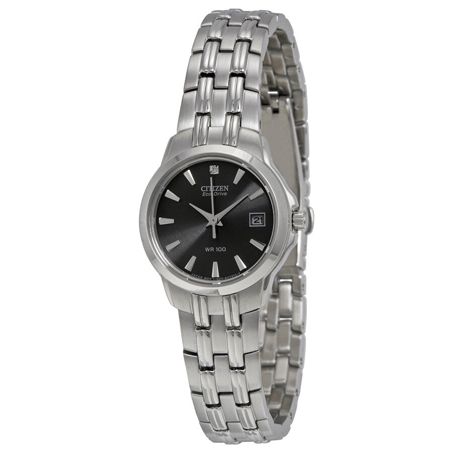 Citizen Eco-Drive Black Dial Stainless Steel Ladies Watch EW1540-54E - The Watches Men & Co
