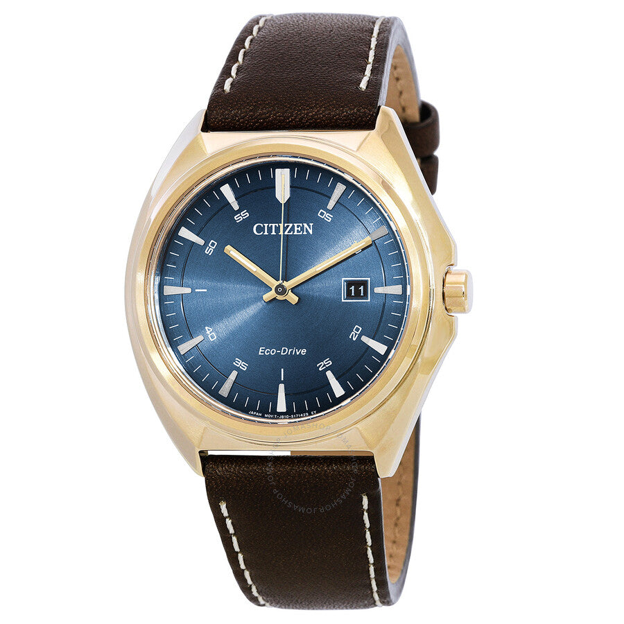 Citizen Eco-Drive Blue Dial Brown Leather Men's Watch AW1573-11L - The Watches Men & Co