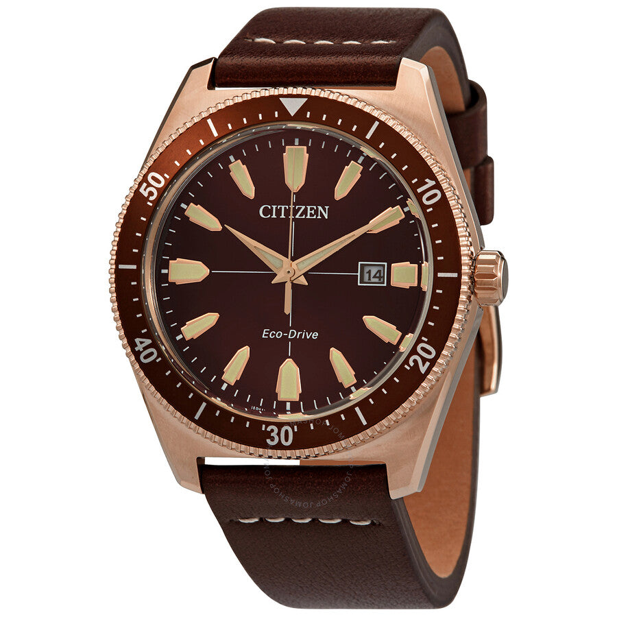Citizen Eco-Drive Brown Dial Brown Leather Men's Watch AW1593-06X - The Watches Men & Co