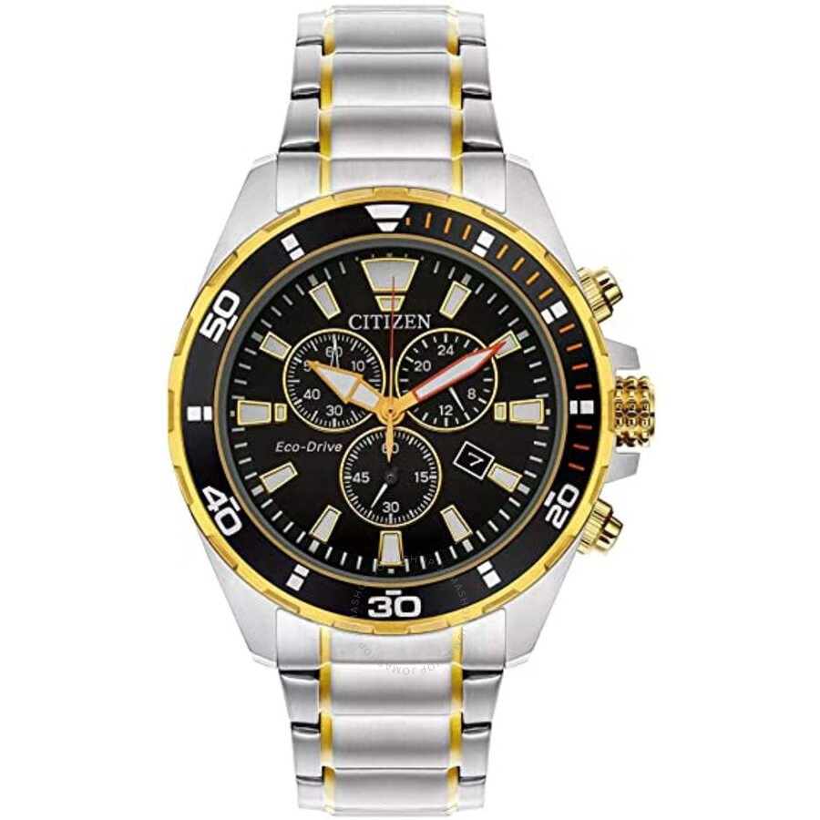 Citizen Eco-Drive Chronograph Black Dial Men's Watch AT2434-54E - The Watches Men & Co