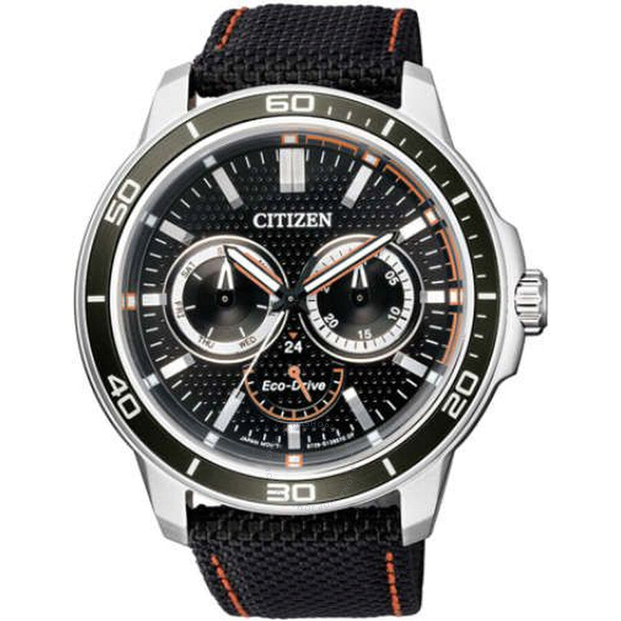 Citizen Eco-Drive Chronograph Black Dial Black Nylon Men's Watch BU2040-05E - The Watches Men & Co