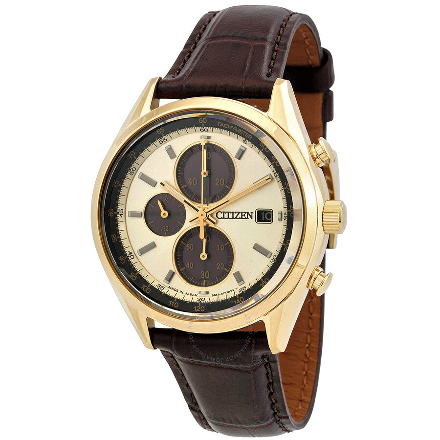 Citizen Eco-Drive Chronograph Champagne Dial Men's Watch CA0452-01P - The Watches Men & Co