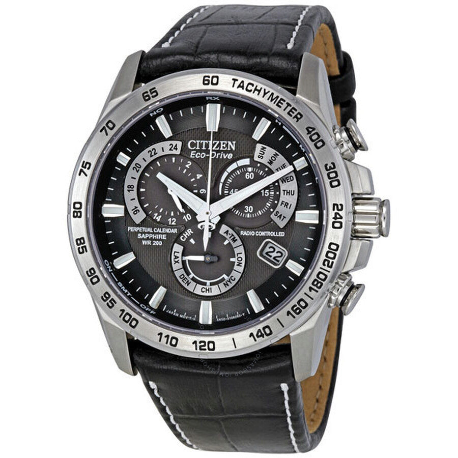 Citizen Eco Drive Chronograph Perpetual Calendar Black Dial Men's Watch AT4000-02E