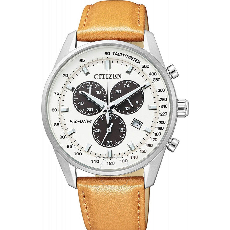 Citizen Eco-Drive Chronograph White Dial Men's Watch AT2390-07A - The Watches Men & Co