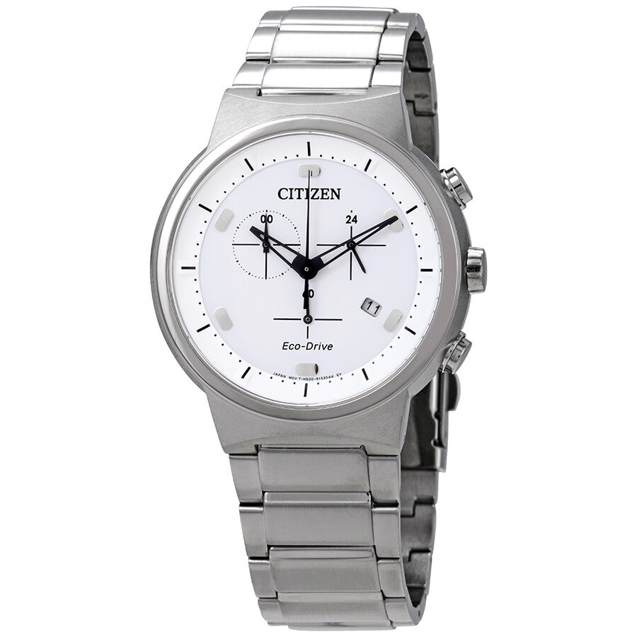Citizen Eco-Drive Chronograph White Dial Men's Watch AT2400-81A - The Watches Men & Co