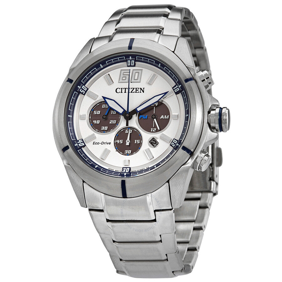 Citizen Eco-Drive Chronograph White Dial Men's Watch CA4100-57A - The Watches Men & Co