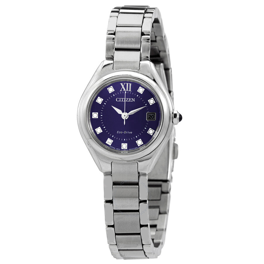 Citizen Eco-Drive Crystal Blue Dial Stainless Steel Ladies Watch EW2540-83L - The Watches Men & Co