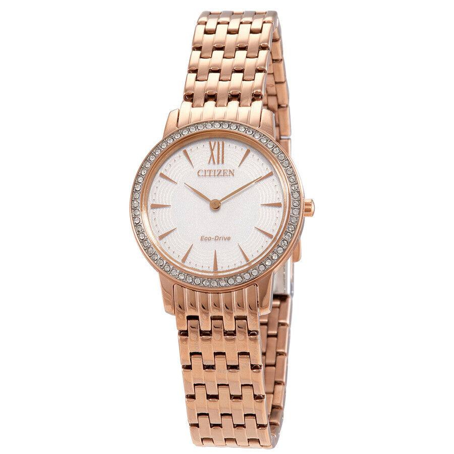 Citizen Eco-Drive Crystal White Dial Ladies Watch EX1483-84A - The Watches Men & Co