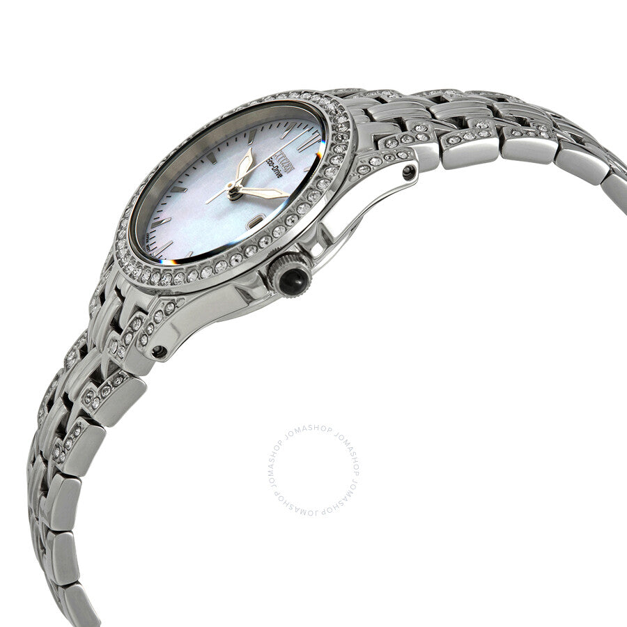 Citizen Eco-Drive Crystal White Mother of Pearl Dial Ladies Watch EW1220-55D