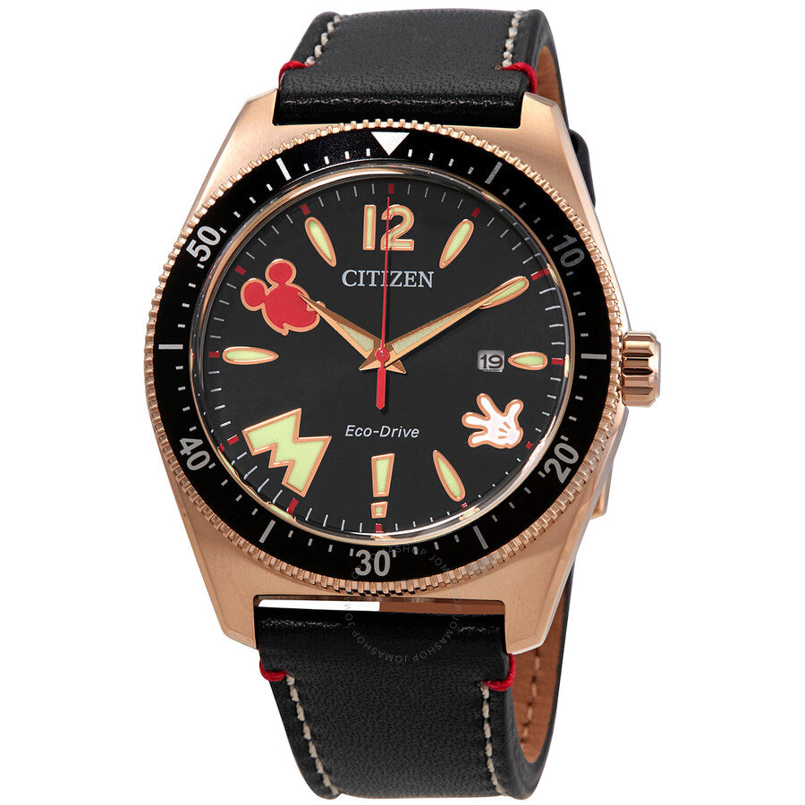 Citizen Eco-Drive Disney Mickey Mouse Black Dial Men's Watch AW1596-08W - The Watches Men & Co