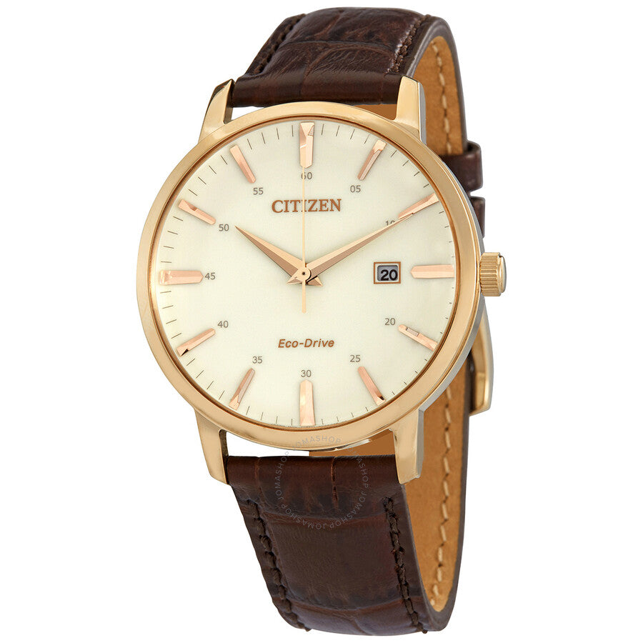 Citizen Eco-Drive Gold Dial Brown Leather Men's Watch BM7463-12A - The Watches Men & Co