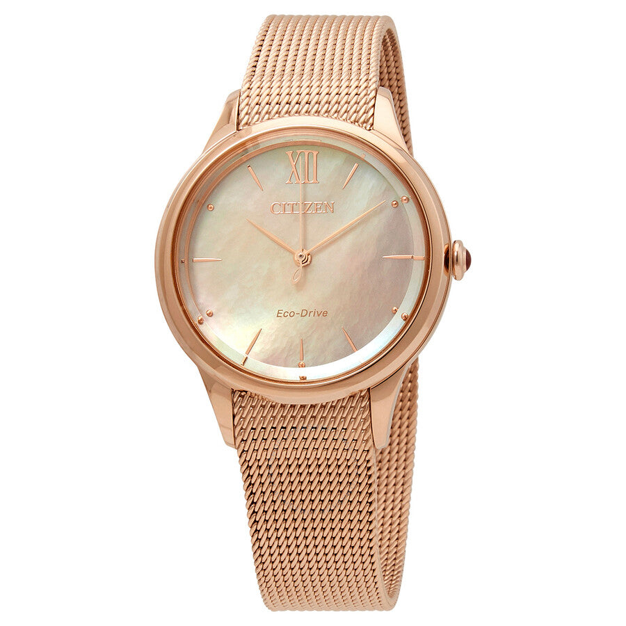 Citizen Eco-Drive Mother-of-Pearl Dial Ladies Watch EM0813-86Y - The Watches Men & Co