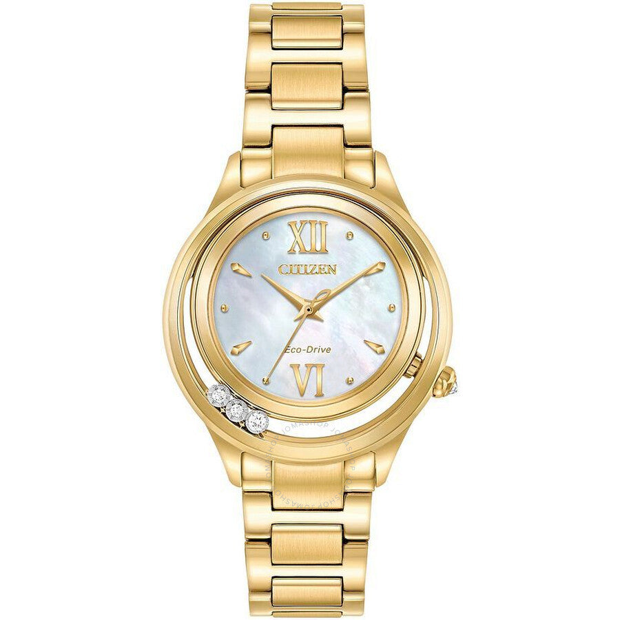 Citizen Eco-Drive Mother of Pearl White Dial Ladies Watch EM0512-58D - The Watches Men & Co