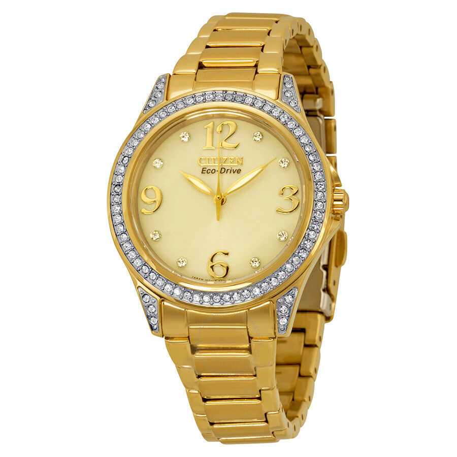 Citizen Eco-Drive POV Champagne Dial Gold-tone Ladies Watch EM0232-54P