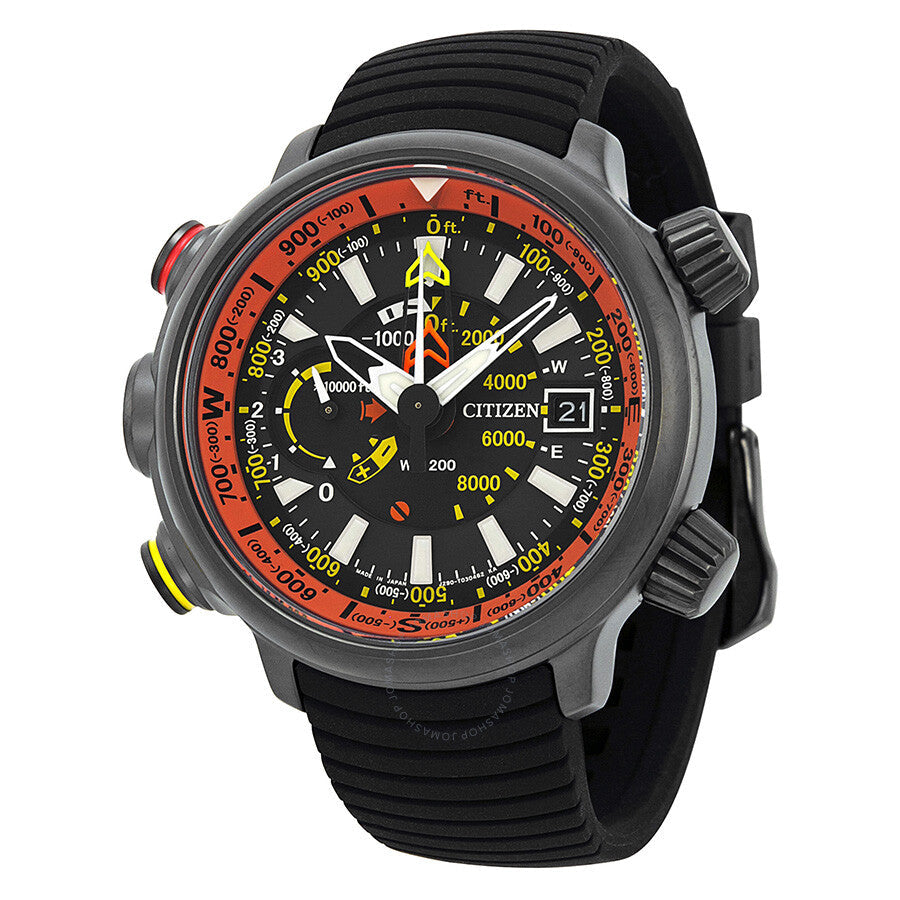 Citizen Eco Drive Promaster Black Dial Black Rubber Watch BN5035-02F - The Watches Men & Co