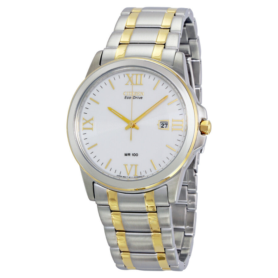 Citizen Eco Drive Silver Dial Two-tone Stainless Steel Men's Watch BM7264-51A