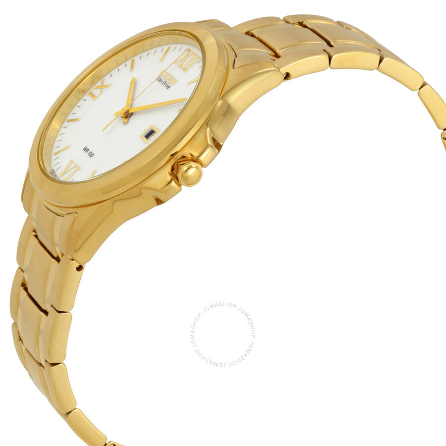 Citizen Eco-drive Reloj de hombre de acero dorado con esfera blanca BM7262-57A