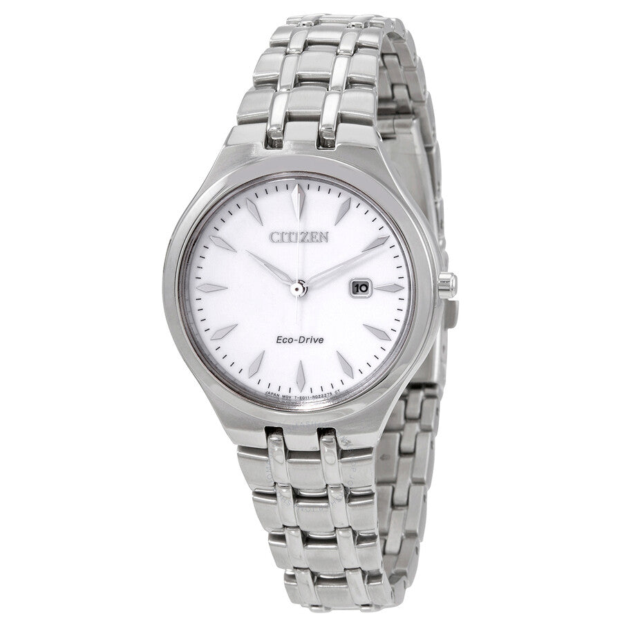 Citizen Eco-Drive White Dial Stainless Steel Ladies Watch EW2490-80B - The Watches Men & Co