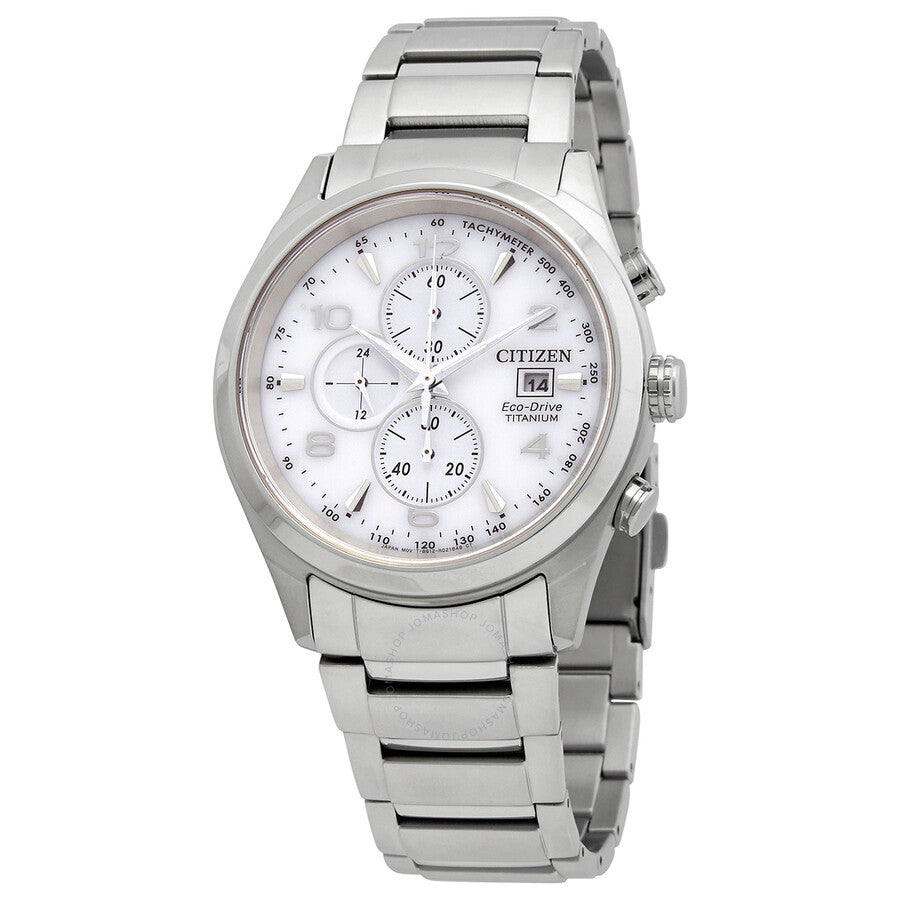 Citizen Eco-Drive White Dial Titanium Men's Watch CA0650-82A - The Watches Men & Co